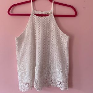 White lace spaghetti strap shirt